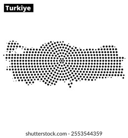 Detailed map of Turkey created using a dotted design, highlighting the country's shape and geographical boundaries.