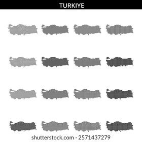 Detailed map of Turkey created using a dotted design, highlighting the country's shape and geographical boundaries.