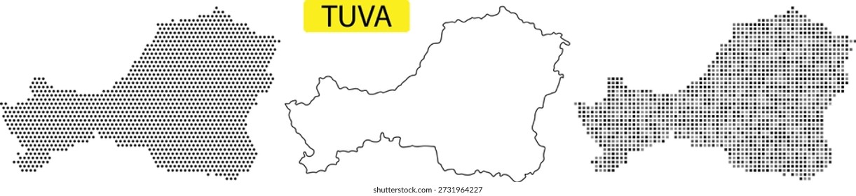 Detailed map of tuva republic with various illustrations and patterns highlighting its geography