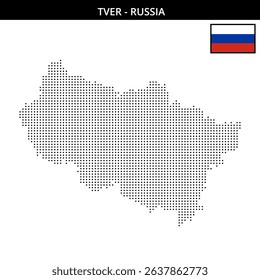 Detailed map of Tver region in Russia with dots