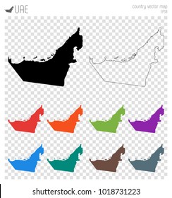 Detailed map of UAE with black outline in vector illustration.