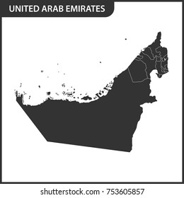 The detailed map of the UAE with regions. United Arab Emirates