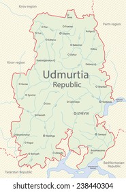 Detailed map of Udmurt Republic, Russia