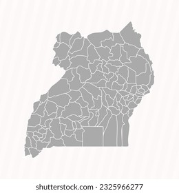 Detailed Map of Uganda With States and Cities, can be used for business designs, presentation designs or any suitable designs.