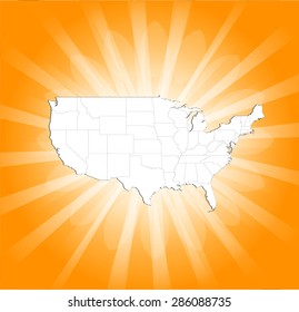 Detailed Map of The United States of America Shinning (EPS10 VECTOR)