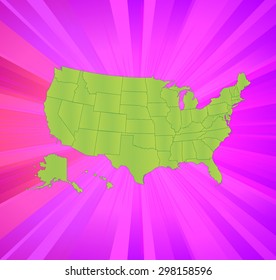 Detailed Map of The United States with Background