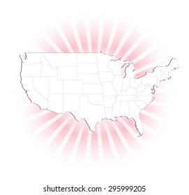 Detailed Map of United States - Bright Light Background (Vectors)