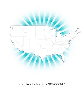 Detailed Map of United States - Bright Light Background (Vectors)