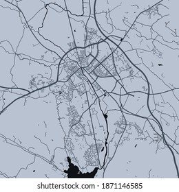 Detailed map of Uppsala city administrative area. Royalty free vector illustration. Cityscape panorama. Decorative graphic tourist map of Uppsala territory.