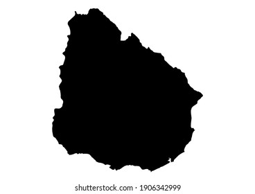 Detailed map of Uruguay isolated on white background. Vector map suitable for digital editing and prints of all sizes.