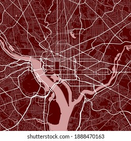 Detailed map of Washington city administrative area. Royalty free vector illustration. Cityscape panorama. Decorative graphic tourist map of Washington territory.