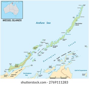 Detailed map of the Wessel Islands archipelago, Northern Territory, Australia