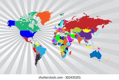 Detailed Map of The World Beaming