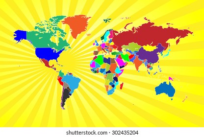 Detailed Map of The World Beaming