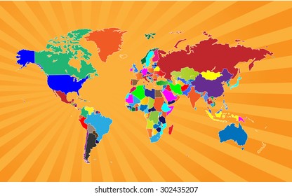 Detailed Map of The World Beaming