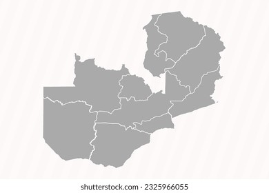 Detailed Map of Zambia With States and Cities, can be used for business designs, presentation designs or any suitable designs.