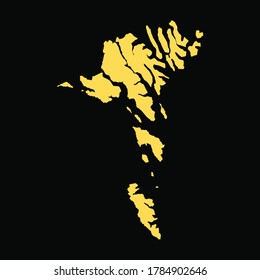 Detailed maps of Faroe Island with isolated black background