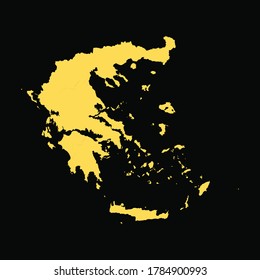 Mapas detallados de Grecia con fondo negro aislado