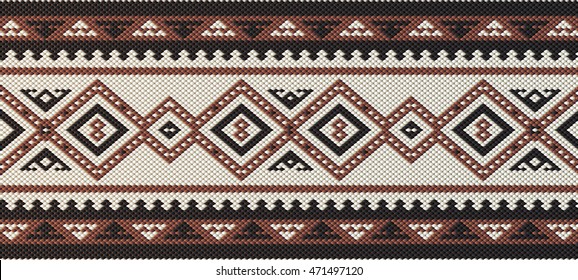 Detailed Maroon Traditional Folk Sadu Arabian Hand Weaving Pattern