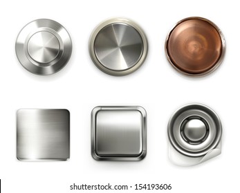 Detailed metal buttons, set