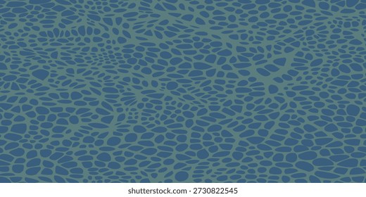 Uma imagem microscópica detalhada mostrando os intrincados padrões de formações celulares, renderizados em tons de azul e verde.
