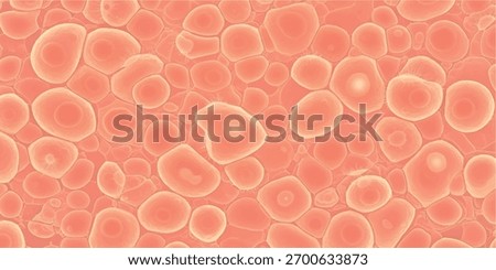 A detailed microscopic view of numerous red blood cells, appearing as reddish-orange, disc-shaped structures, moving within a biological fluid, highlighting their uniform yet slightly varied forms an.