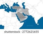 Detailed Midle East Map map showing countries and boundaries