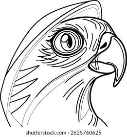 Detailed Minimalist Line Art Illustration Of An Eagle Head Graphic Vector