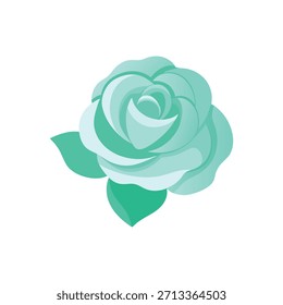 Ilustración vectorial de rosa verde menta detallada, elemento floral elegante