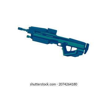 Detailed model of the assault rifle. Vector illustration isolated on white background
