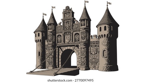 Detailed model of a medieval castle