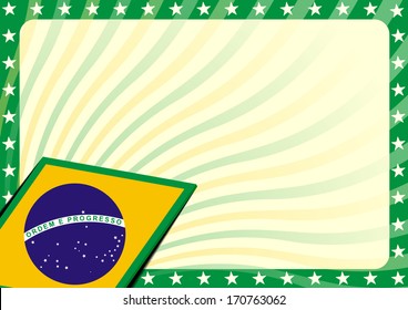 detailed modern background illustration with stars border and brazilian flag elements, eps 10 vector