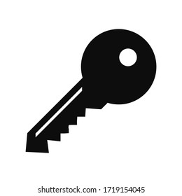 Detailed modern key vector flat style icon isolated on white background - Access concept silhouette illustration