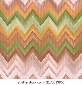 Detailed Modern Zigzag Modern Boho Style Seamless Trendy Pattern Chic Colors Soft Look Perfect for Allover Fabric Print Orange Green Pink Tones