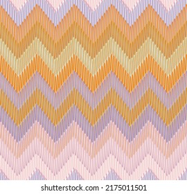 Detailed Modern Zigzag Modern Boho Style Seamless Trendy Pattern Chic Colors Soft Look Perfect for Allover Fabric Print Orange Lilac Pink Tones