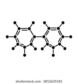 Detailed molecular structure of benzene, a planar, ring-shaped hydrocarbon molecule.