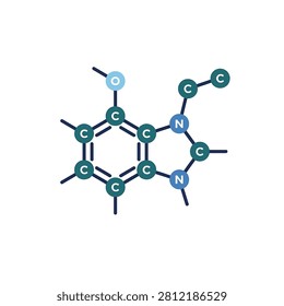 Detailed molecular structure of caffeine molecule