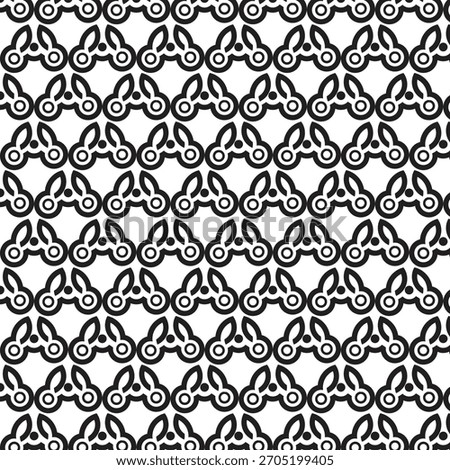 A detailed, monochromatic geometric pattern composed of repeating triangular and circular motifs. The design creates a complex tessellation with a sense of depth and rhythm across the entire surface.