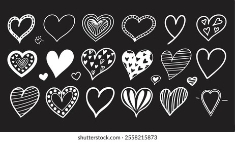 Detailed Monochrome Heart Patterns Design