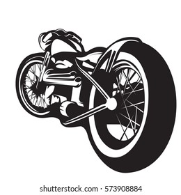 Detailed Motor Cycle Bike Vector Illustration. American chopper isolated on white. Old biker theme.