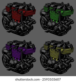 Detailed Motorcycle Engine, perfect for bikers and garage projects. Ideal for T-shirts, decals, and more. High-quality, scalable, and compatible with Cricut, Silhouette. Instant download