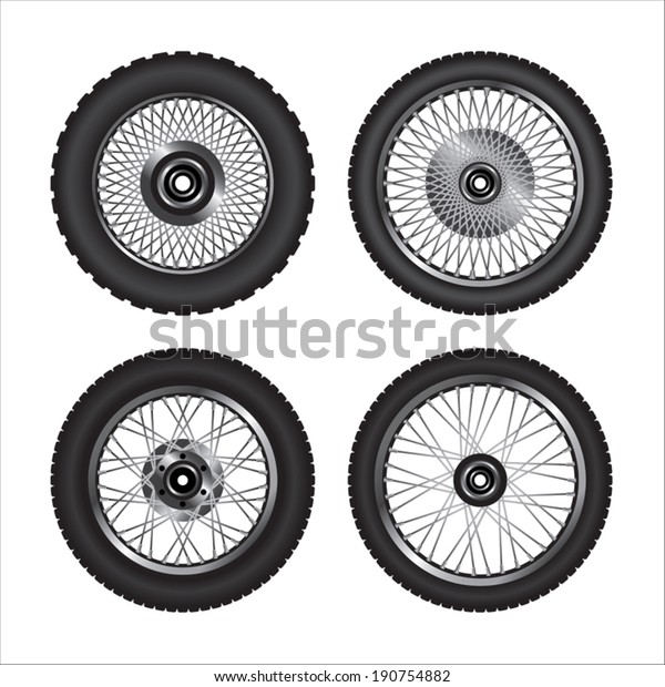 Detailed Motorcycle Wheels Vector Illustration Stock Vector (Royalty