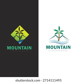 Detalhado Mountain Range Vetor Emblem Perfeito para a Promoção Cênica de Destino de Viagem