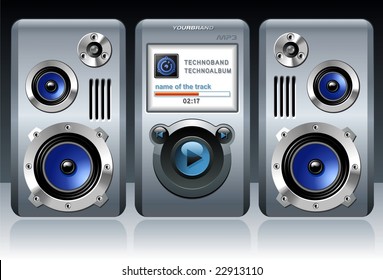 Detailed MP3 player with speakers
