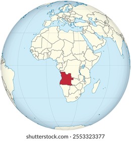 Detailed national location map of ANGOLA within the great continent of Africa