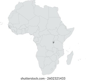 Detailed national location map of BURUNDI within the great continent of Africa