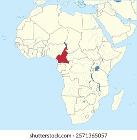 Detailed national location map of CAMEROON within the great continent of Africa