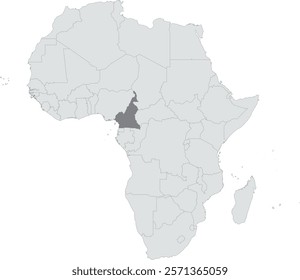 Detailed national location map of CAMEROON within the great continent of Africa