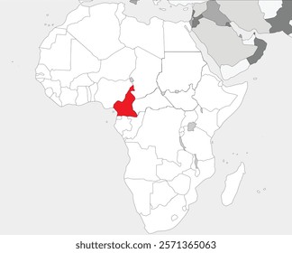 Detailed national location map of CAMEROON within the great continent of Africa