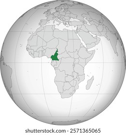 Detailed national location map of CAMEROON within the great continent of Africa